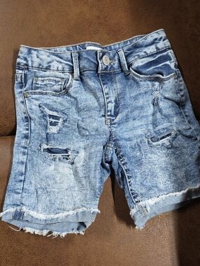 SO Light Blue Distressed Denim Shorts